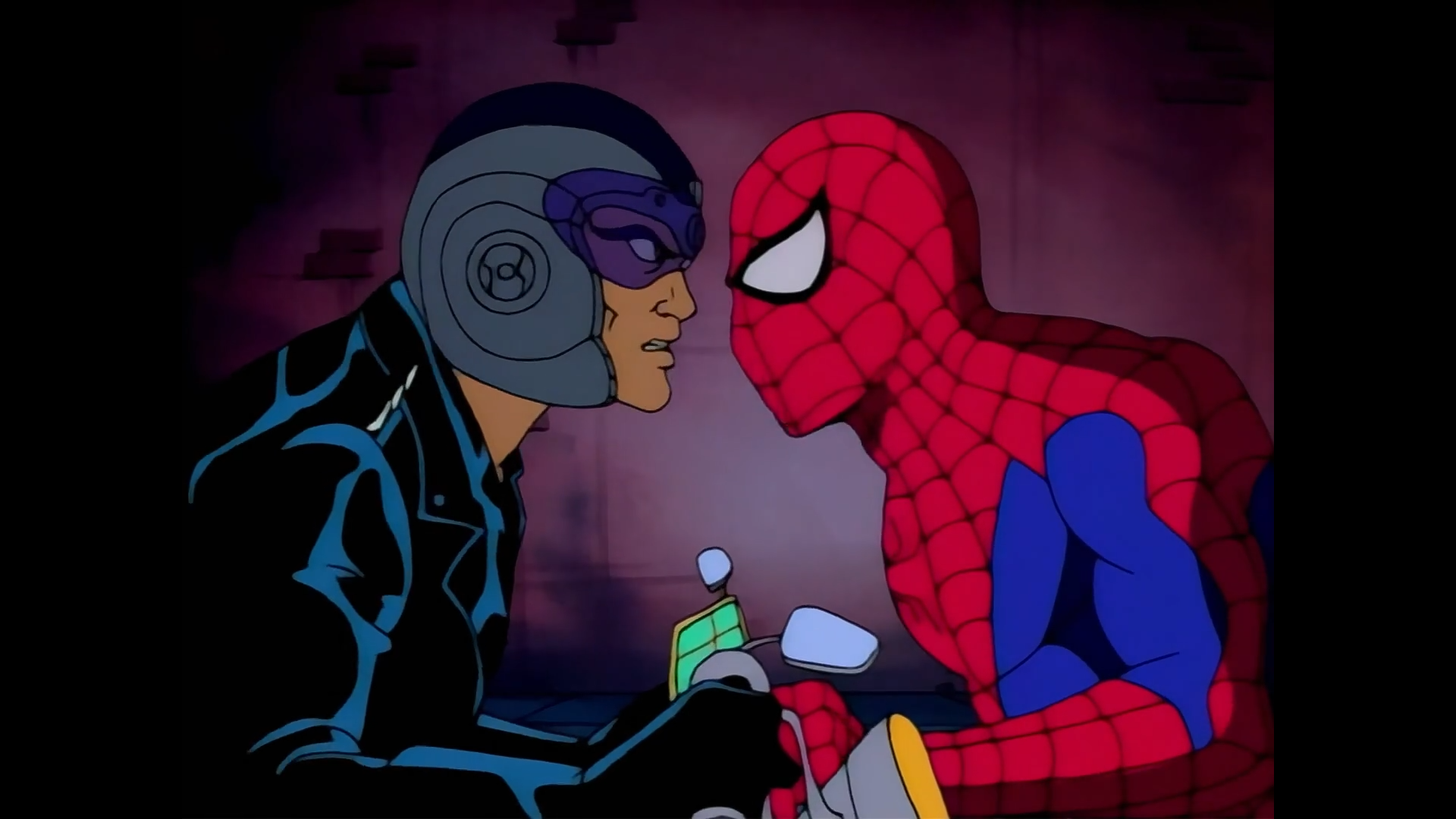Shot from the ninth episode of the second season of the Spider-Man 1994 television series.