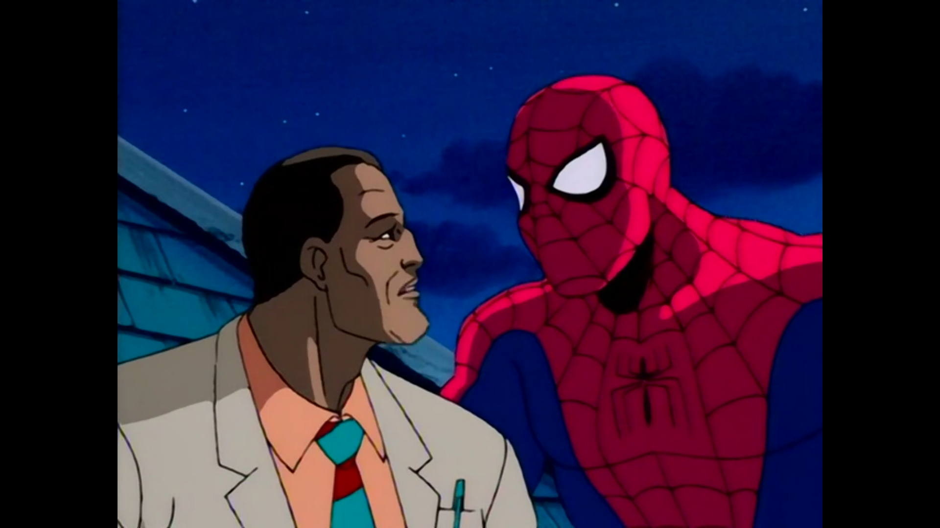 Shot from the ninth episode of the third season of the Spider-Man 1994 television series.