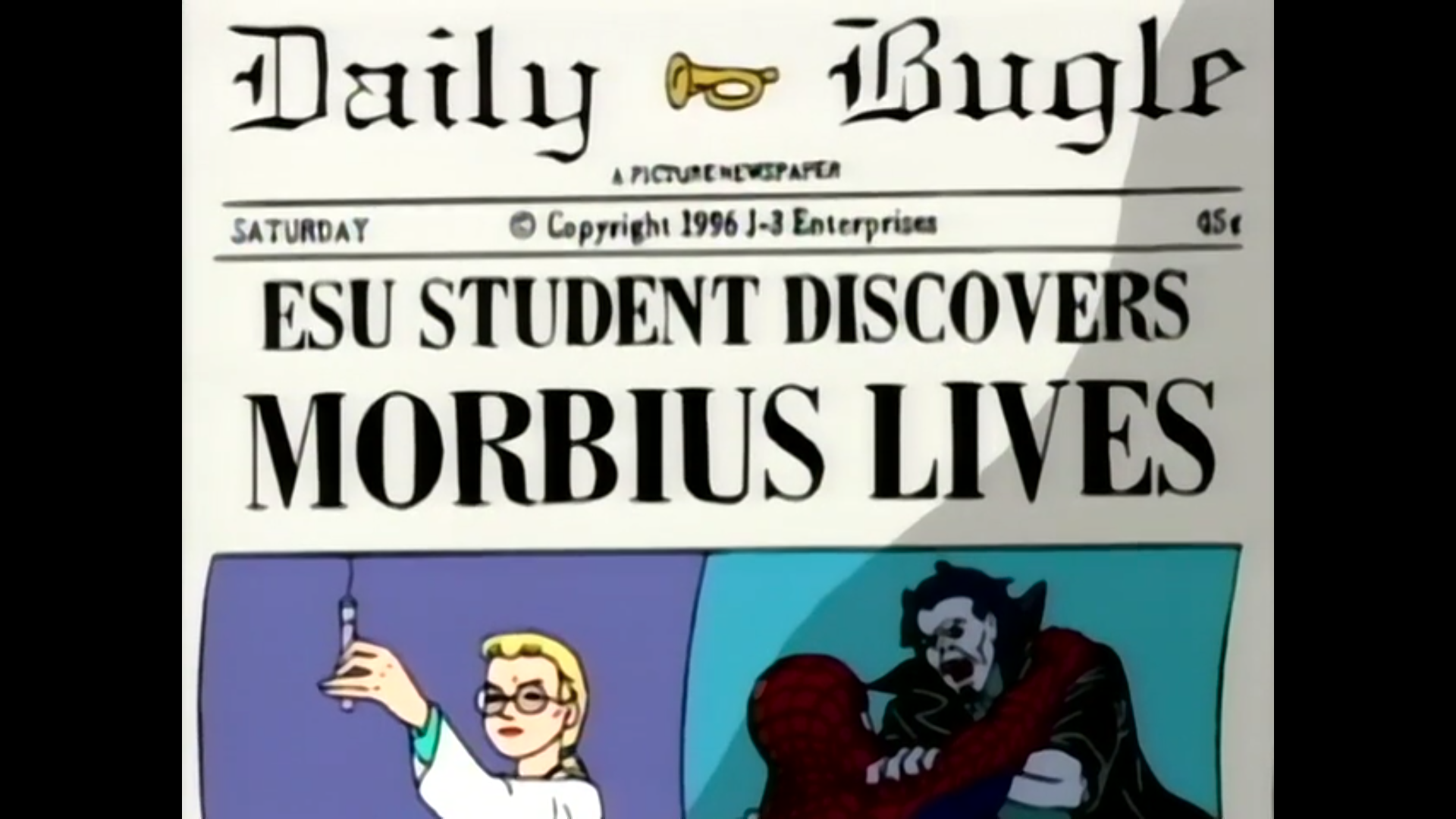 Shot from the seventh episode of the fourth season of the Spider-Man 1994 television series.